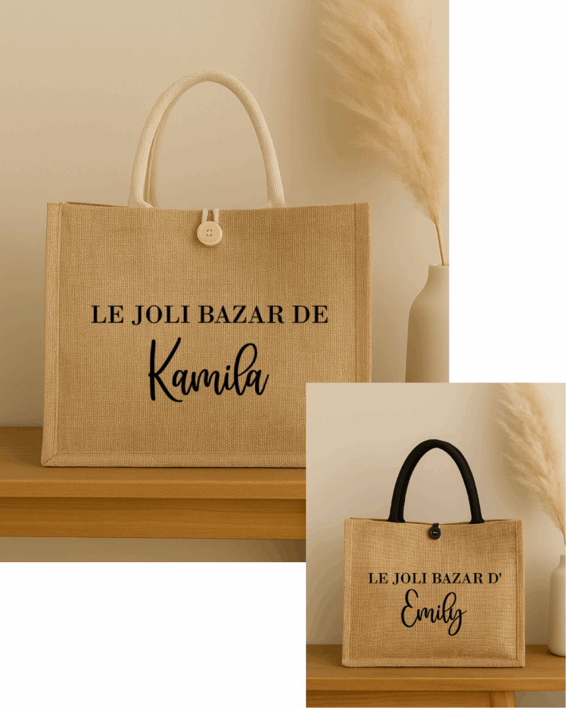 Sac en jute Le petites affaires de + prénom
