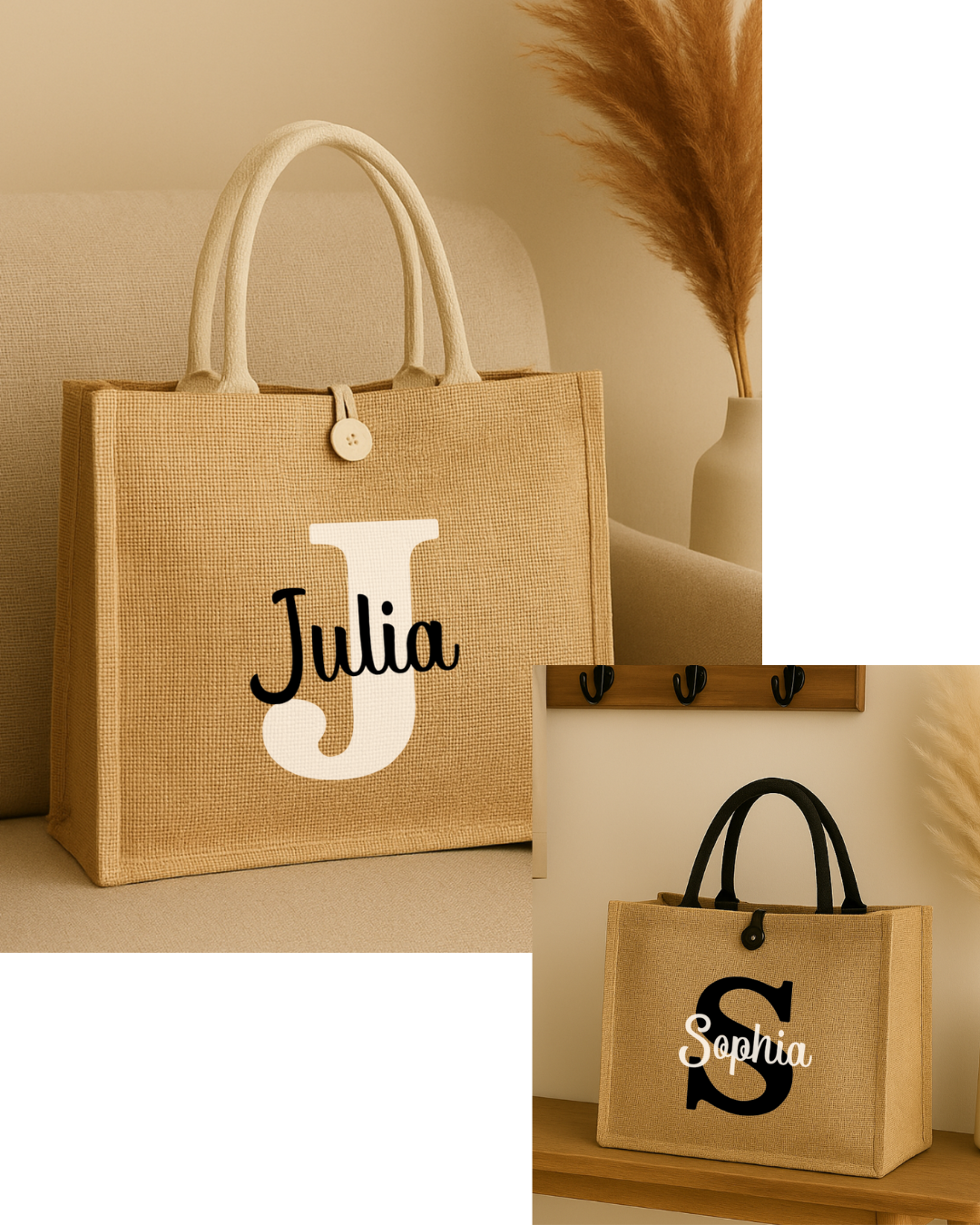 Sac en jute personnalisé avec initiale et prénom