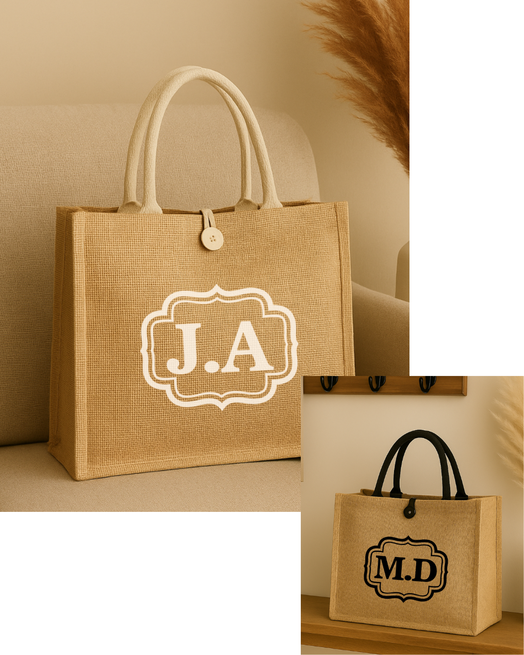 Sac en jute personnalisé avec initiales