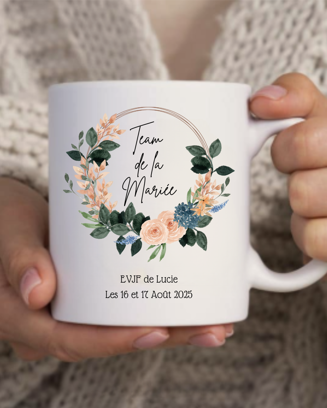 mug personnalisé, team de la mariée, + texte modifiable