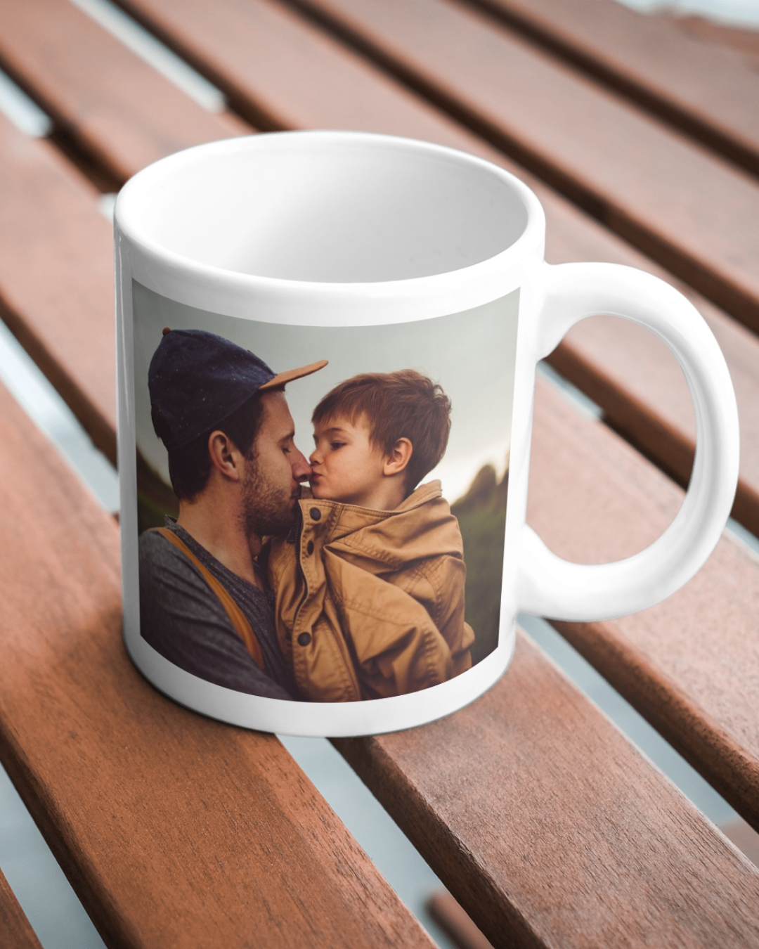 mug personnalisé avec photo, un message au verso peut être ajoutée