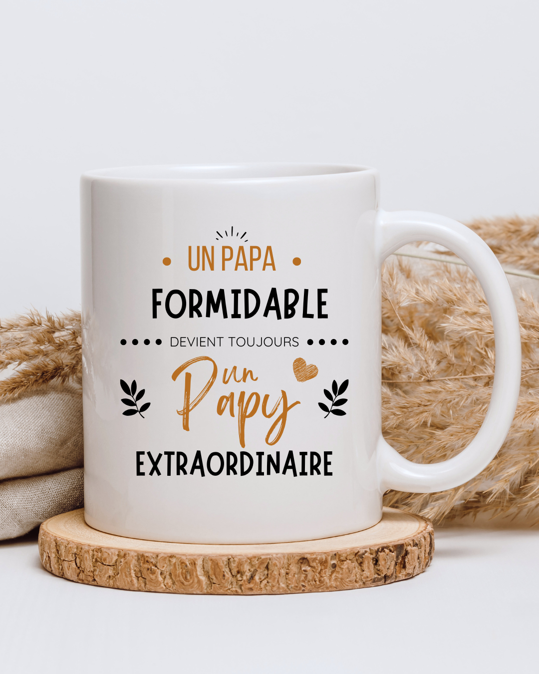 mug personnalisé, un papa formidable devient toujours un papy extraordinaire, texte modifiable