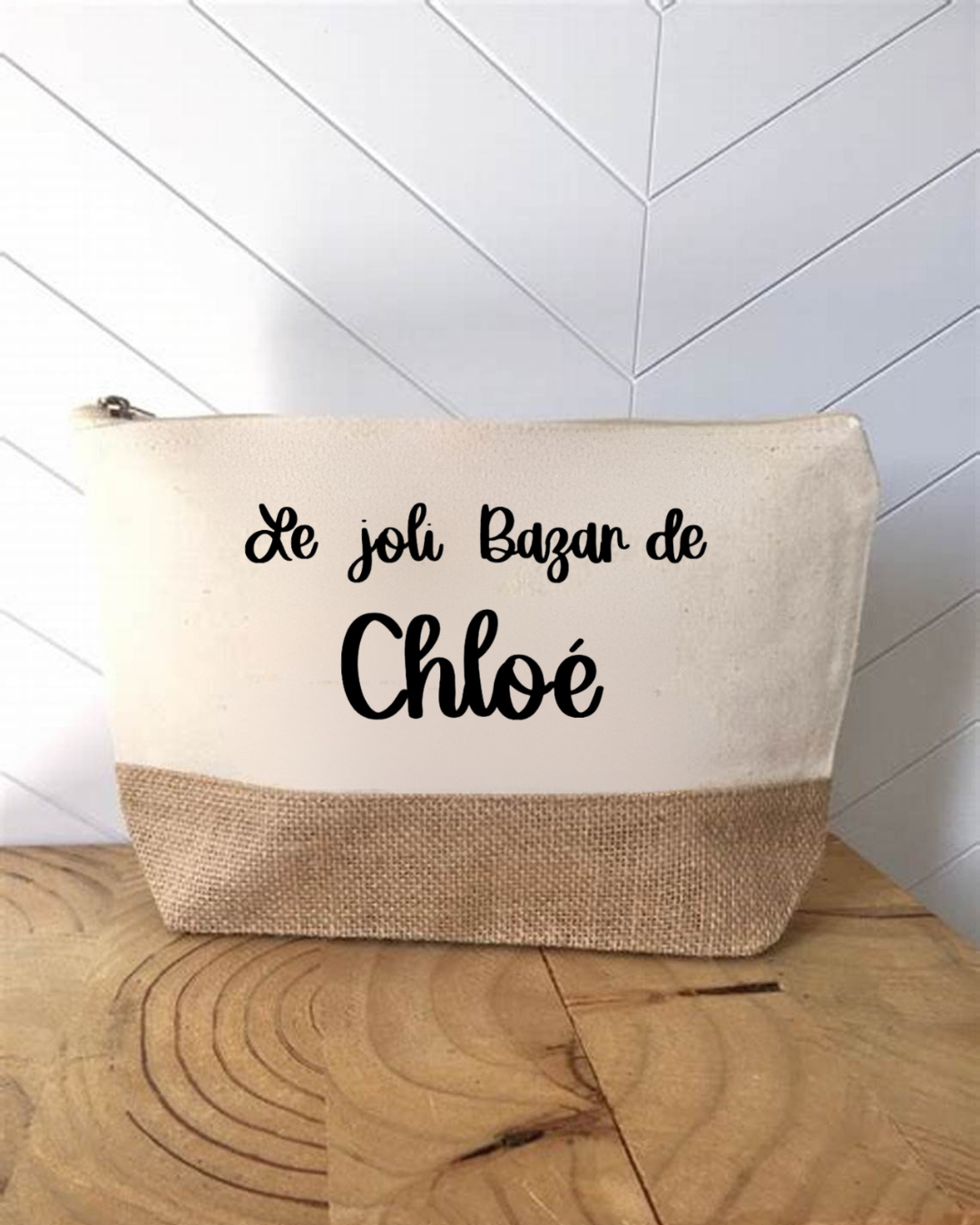 Pochette coton et jute, le joli bazar de + prénom
