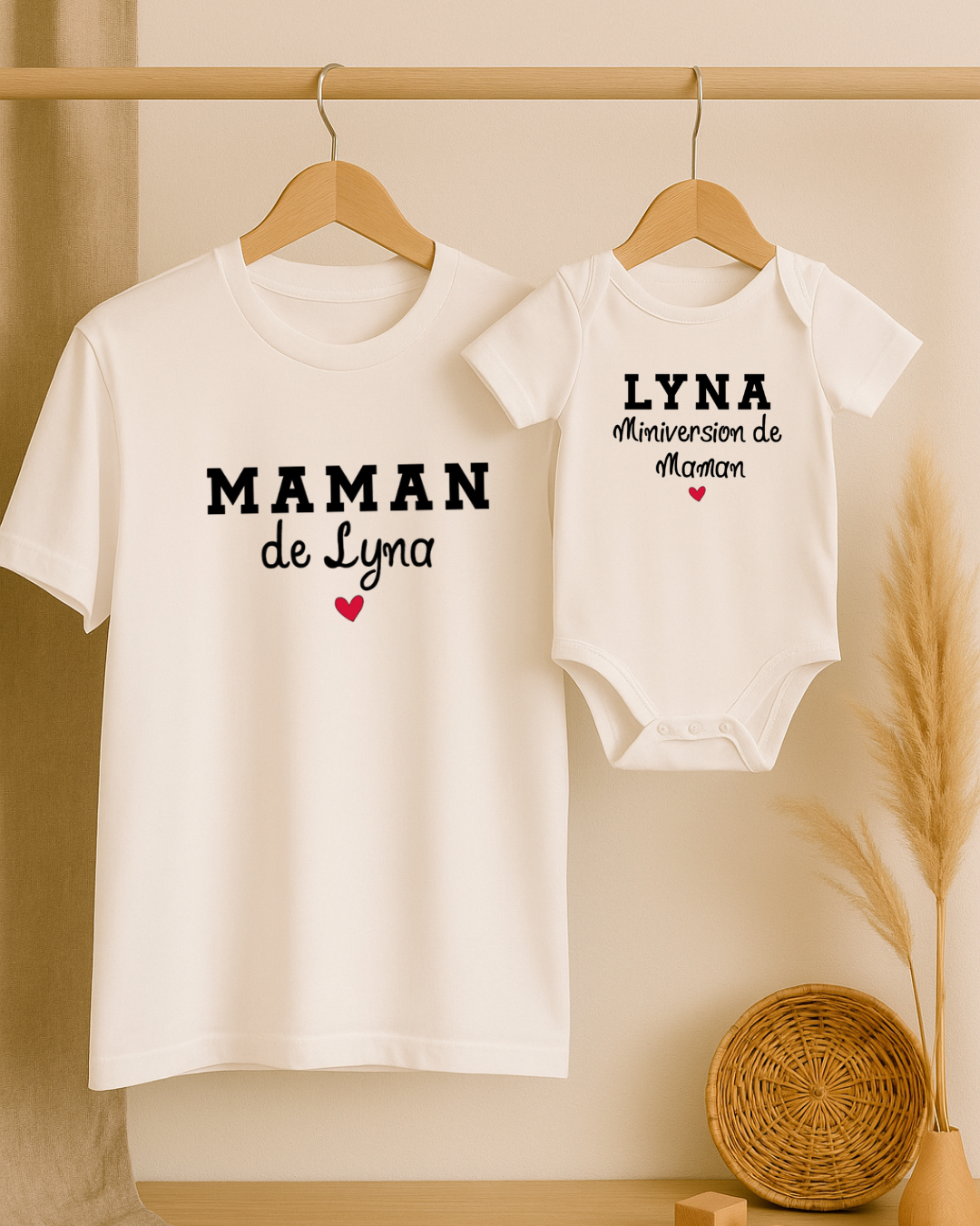 Coffret textile personnalisé , maman/bébé